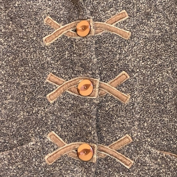 Anthropologie HWR Brown Boucle Knit Velvet Trim Button Cardi Blazer Sweater XS - Picture 4 of 16